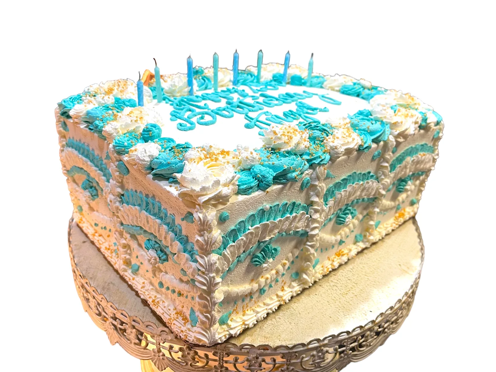 Custom cake with piped detail by Joe's Bakery