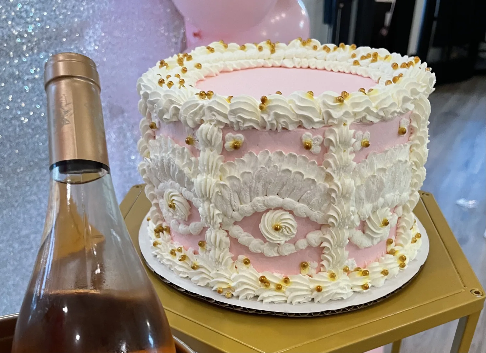 Finished custom cake ready for delivery from Joe's Bakery